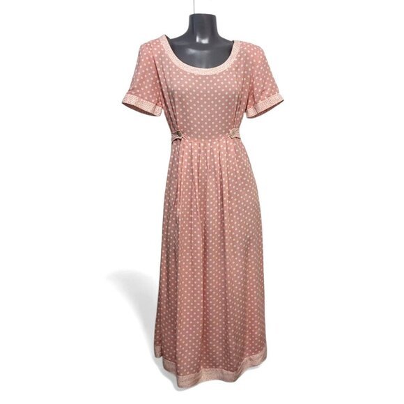 1980s Jamie Brooke Pink Polka Dot Maxi Dress - Picture 3 of 13